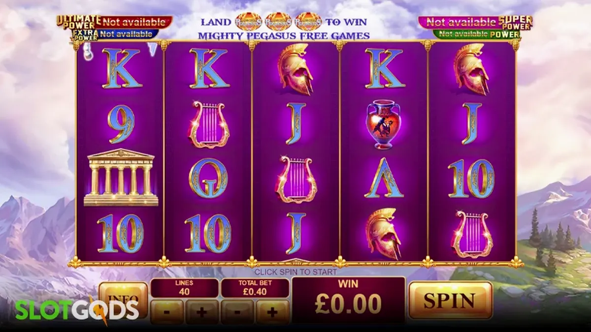 Isang visual na representasyon ng Age of the Gods slot game na may temang mitolohiya.