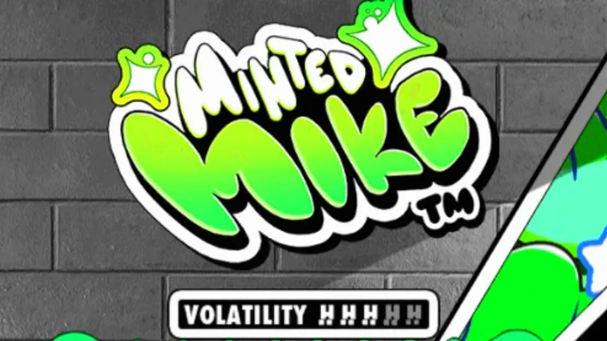 Ang makulay na graffiti theme ng Minted Mike slot na may neon aesthetic.