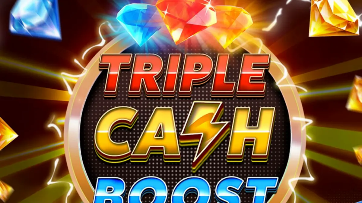 Neon-themed Triple Cash Boost slot machine interface