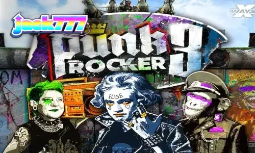 Punk Rocker 3 slot game interface na may graffiti at punk rock theme